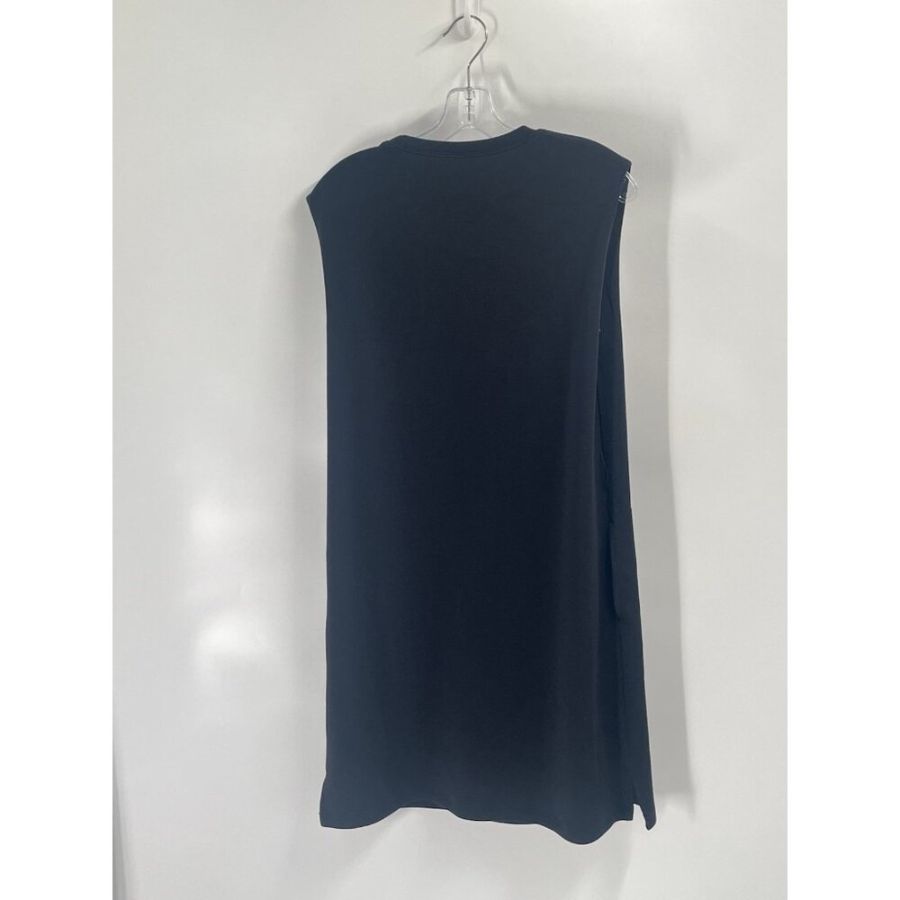 Spanx Essentials Black Sleeveless Shift Dress Sz Medium Pockets Crew Neck - Picture 6 of 6